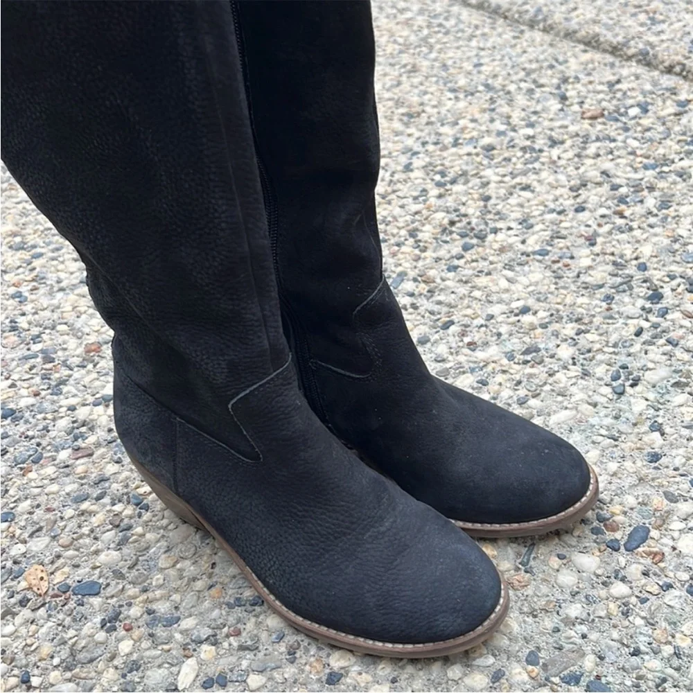 Lucky Brand Black Suede Knee-High Women's Boots
